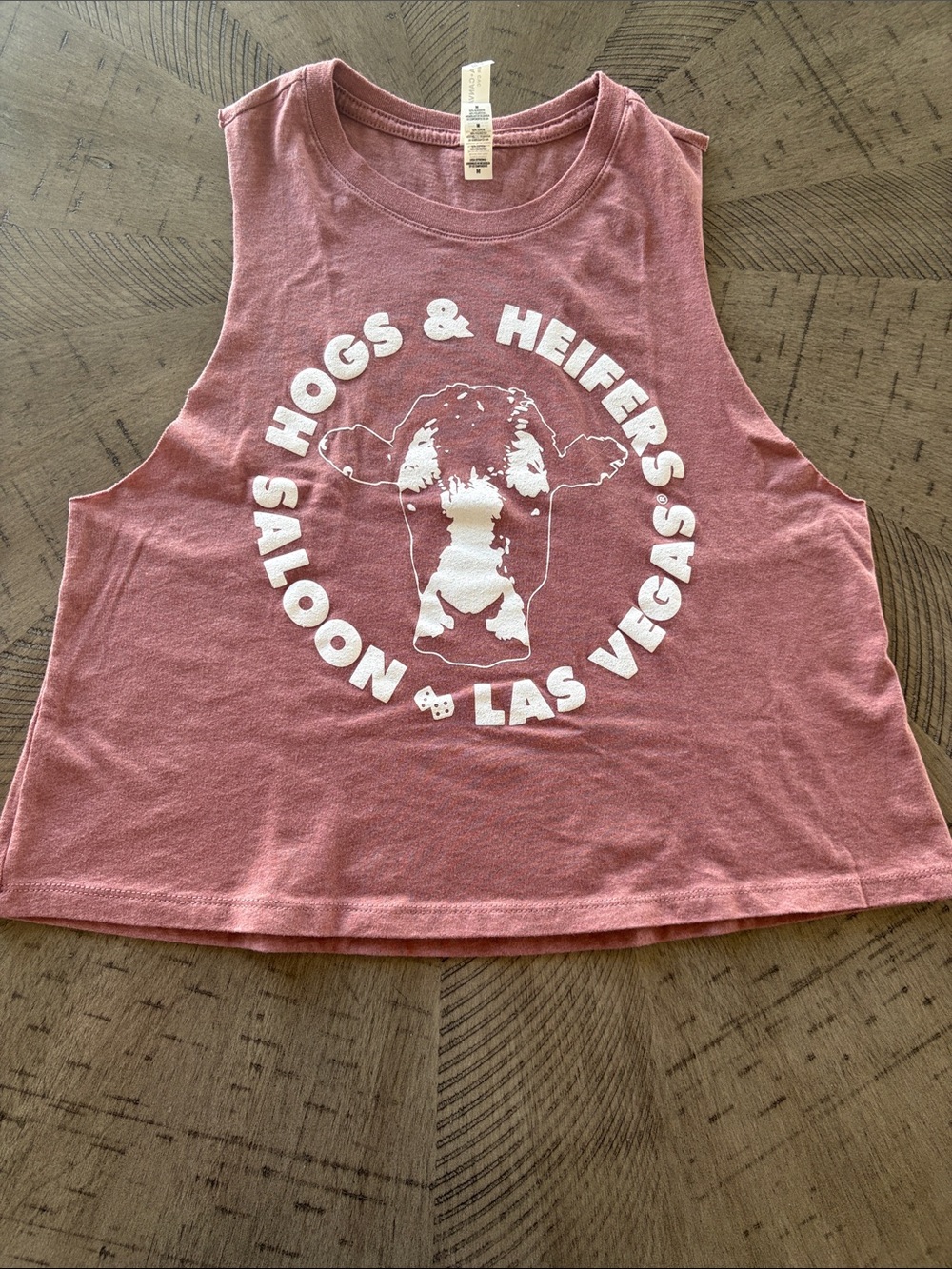 Bella Canvas Dusty Rose Hogs & Heifers Graphic Crop Tank